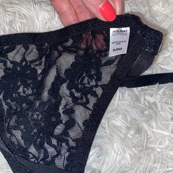 VNTG Panty Holiday Editions black Nylon lace XL Classic Sissy wear NWOT - Picture 6 of 8